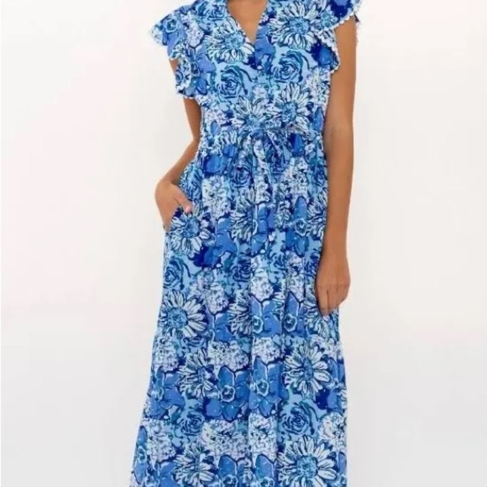 NWT Aubrey Blue Floral Maxi Dress - Brand: